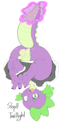Size: 2894x5512 | Tagged: explicit, artist:saljidark, spike, 2025, balls, balls blush, begging, belly, butt, claws, clothes, colored, covering, covering crotch, crossdressing, dialogue, dragon, dragon dick, embarrassed, embarrassed nude exposure, fangs, feet, female, foalcon, furrowed brow, g4, genitals, high res, human penis, implied shipping, implied straight, implied twilight sparkle, implied twispike, imported from derpibooru, levitation, magic, magic aura, maid, maid spike, male, nudity, offscreen character, offscreen female, older, older spike, penis, pleading, purple skin, raised tail, shiny balls, shiny butt, simple background, skirt, skirt lift, solo, surprised, tail, telekinesis, toes, underbelly, underfoot, upside down, upskirt, useless clothing, white background, wingless spike