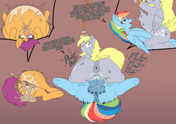 Size: 4017x2825 | Tagged: explicit, grimdark, artist:jenkinsnsfw, rainbow dash, scootaloo, abdominal bulge, abuse, anal creampie, anatomically correct, anus, balls, black eye, butt, creampie, cum, cum in mouth, cum inflation, dark genitals, derpy hooves, derpybuse, derpysub, dock, female, filly, foal, foal abuse, foalcon, forced, futa, futa on female, futa rainbow dash, g4, genitals, herm, herm on female, imported from derpibooru, impregnation, inflation, intersex, mare, nudity, oral creampie, pegasus, penetration, penis, plap, plot, ponut, pony, rainbow dash is a foal fiddler, rape, scootabuse, scootasub, sex, sex noises, tail, vaginal, vulva