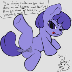 Size: 3000x3000 | Tagged: explicit, artist:darkwarks, oc, oc:rave_heartwits, anatomically correct, anus, colored, crotchboobs, female, female oc, filly, foal, foalcon, genitals, imported from derpibooru, looking back, nipples, nudity, oc only, pony, presenting, presenting anus, presenting butt, presenting pussy, scolding, simple background, solo, solo female, speech bubble, spread legs, spreading, teats, text, vulva, white background