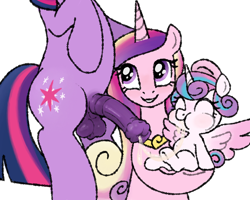 Size: 865x691 | Tagged: explicit, artist:myra, princess flurry heart, twilight sparkle, age difference, alicorn, assisted blowjob, aunt and niece, baby, babycon, bad parenting, balls, bipedal, cock nursing, cum, cum eating, cum feeding, cum string, faceless futa, female, filly, foal, foalcon, front view, futa, futa on female, futa on filly, futa twilight sparkle, g4, genitals, group sex, head out of frame, holding a pony, hoof on head, horn, horsecock, imported from derpibooru, incest, intersex, leaking cum, mare, mare on filly, mother and child, mother and daughter, not milk, nudity, offscreen character, penis, pony, princess cadance, sex, simple background, sister-in-law, sisters-in-law, threesome, trio, twilight is a foal fiddler, unicorn, unicorn twilight, white background, wings