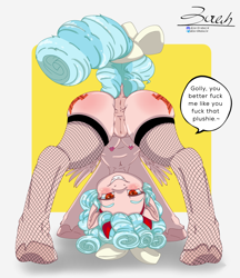 Size: 3162x3660 | Tagged: explicit, artist:zer0rebel4, anus, butt, clothes, commission, cozy glow, cozy glutes, cozybetes, crotchboobs, cute, devil horns, evil smile, female, filly, fishnet clothing, fishnet stockings, foal, foalcon, g4, genitals, horns, imported from derpibooru, legwear, looking at you, nipples, nudity, pegasus, plot, pony, presenting, presenting anus, presenting butt, presenting pussy, raised tail, rear view, ribbon, simple background, smiling, smiling at you, solo, solo female, speech bubble, square background, stockings, tail, teats, text, thigh highs, vulva