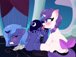 Size: 5300x4000 | Tagged: explicit, artist:reinbou, princess luna, oc, oc:snowie aura, alicorn, anus, bandana, bedroom eyes, blushing, bow, butt freckles, canon x oc, cunnilingus, cute, ear blush, eyes closed, female, female orgasm, filly, filly luna, filly on filly, floppy ears, foal, foalcon, freckles, g4, genitals, gritted teeth, hands free, horn, imported from derpibooru, indoors, lesbian, licking, lunabetes, nudity, oral, orgasm, pony, s1 luna, sex, shipping, squirting, squirting in mouth, tail, tail bow, teeth, tongue out, tremble spikes, unicorn, vaginal orgasm, vaginal secretions, vaginal secretions in mouth, vulva, woona, younger