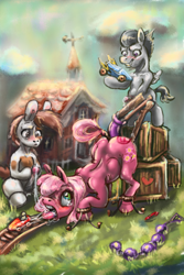 Size: 4000x6000 | Tagged: explicit, grimdark, artist:l, abuse, all the way through, anal beads, anal insertion, blushing, cheeribuse, cheerilee, cum, earth pony, female, foalcon, foaldom, forced, g4, genitals, imported from derpibooru, insertion, mare, nudity, outdoors, pegasus, penis, pipsqueak, pissing, pony, rape, rumble, sex, sex toy, teary eyes, urine
