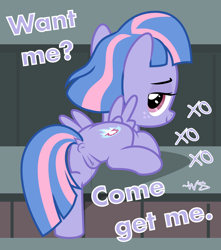 Size: 3328x3762 | Tagged: explicit, artist:gollygosh, anus, butt, clopfic in description, derpibooru exclusive, female, filly, foal, foalcon, g4, genitals, imported from derpibooru, invitation, lidded eyes, looking at you, looking back, looking over shoulder, nudity, outdoors, pegasus, pony, presenting, presenting pussy, raised leg, show accurate, show accurate porn, solo, solo female, spread wings, sprintbutt, story included, text, vaginal secretions, vector, vulva, wind sprint, wings