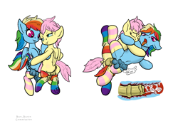Size: 1754x1240 | Tagged: explicit, artist:bun_burst, fluttershy, rainbow dash, anal, anal creampie, anal orgasm, anus, butterscotch, clothes, colt, colt on colt, commission, creampie, crossdressing, cum, cum on floor, cum while penetrated, cumming, duo, earth pony, eyelashes, foal, foalcon, from behind, from front, g4, gay, genitals, hands free, horsecock, imported from derpibooru, male, nudity, orgasm, orgasm cumshot, penetration, penis, pony, rainbow blitz, rainbow socks, rule 63, sex, ship:butterblitz, ship:flutterdash, shipping, short mane, simple background, simultaneous orgasm, socks, spread anus, spread legs, spreading, striped socks, trap, white background