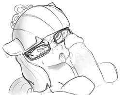 Size: 1092x857 | Tagged: explicit, artist:jhinlen, blowjob, cum, cum in mouth, facial, female, filly, foal, foalcon, g4, genitals, glasses, human, human male, human male on filly, human on pony action, imported from derpibooru, interspecies, jewelry, male, nudity, open mouth, oral, pegasus, penis, pony, sex, simple background, straight, tiara, tongue out, upper body, white background, zippoorwhill