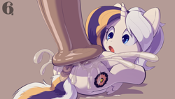 Size: 3403x1936 | Tagged: explicit, artist:6i6as, oc, oc:solarah, alicorn, alicorn oc, alternate version, anus, butt, creampie, cum, cum version, cumming, female, filly, foal, foalcon, genitals, horn, horsecock, imported from derpibooru, impossible fit, mating press, nudity, offscreen character, offscreen stallion, penis, ponut, pony, sex, size difference, vaginal creampie, wings