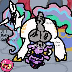 Size: 2000x2000 | Tagged: explicit, artist:paciblabber, princess celestia, twilight sparkle, 1000 hours in ms paint, abdominal bulge, alicorn, anus, baby, baby pony, babycon, balls, female, filly, filly twilight sparkle, foal, foalcon, futa, futa on female, futa on filly, futa princess celestia, g4, genitals, horn, imported from derpibooru, intersex, nudity, pacifier, penetration, pony, puckered asshole, sex, ship:twilestia, shipping, unicorn, vaginal, veiny balls, vulva, younger