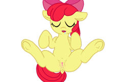 Size: 1280x829 | Tagged: explicit, artist:the_real_paloma, apple bloom, anus, belly, belly button, dock, earth pony, eyes closed, female, filly, foal, foalcon, g4, genitals, imported from derpibooru, lying down, nudity, on back, ponut, pony, simple background, sleeping, solo, solo female, spread legs, spreading, tail, transparent background, vulva
