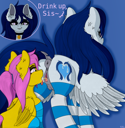 Size: 4300x4400 | Tagged: explicit, artist:sassysvczka, oc, oc:sassysvczka, oc:windy forrest, anatomically correct, anus, bust, butt, clitoris, close-up, clothes, collar, crotchboobs, dark genitals, dock, duo, duo female, ear fluff, female, fetish, filly, foal, foalcon, genitals, grin, imported from derpibooru, incest, legwear, lesbian, looking at someone, looking away, mare, name tag, nipples, nudity, oc only, open mouth, open smile, part of a set, pegasus, pegasus oc, pet tag, piss drinking, pissing, plot, pony, ponytail, portrait, siblings, sisters, sitting, smiling, smirk, socks, spread wings, standing, stockings, striped socks, tail, talking, text, thigh highs, tongue out, urine, vaginal secretions, vulva, vulvar winking, watersports, wing fluff, wings