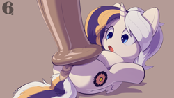 Size: 3403x1936 | Tagged: explicit, artist:6i6as, oc, oc:solarah, alicorn, alicorn oc, anus, butt, female, filly, foal, foalcon, genitals, horn, horsecock, imminent sex, imminent vaginal, imported from derpibooru, impossible fit, mating press, nudity, offscreen character, offscreen stallion, penis, ponut, pony, size difference, wings
