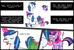 Size: 3794x2600 | Tagged: questionable, shining armor, twilight sparkle, anonymous artist, anonymous editor, brother and sister, comic, face fart, fart, fart cloud, fart fetish, female, fetish, filly, filly twilight sparkle, foal, foalcon, forced, g4, horn, imported from derpibooru, magic glow, male, pony, poop, poop on face, scat, shart, shocked, siblings, unicorn, younger