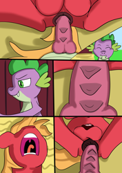 Size: 2480x3508 | Tagged: explicit, artist:jbond, spike, comic:applebuck, abuse, age difference, anal, balls, barn, barn sex, belly, belly button, big macintosh, big subbingtosh, comic, cum, dragon, dragon dick, duo, duo male, earth pony, eyes closed, foalcon, g4, gay, genitals, greed spike, growth, haystack, high res, imported from derpibooru, indoors, knot, macabuse, male, nudity, older, older spike, open mouth, part of a set, penetration, penis, pony, screaming, sex, sheath, sheathed, ship:spikentosh, shipping, stallion, sweet apple acres, sweet apple acres barn, uvula