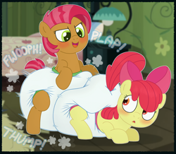 Size: 4044x3526 | Tagged: questionable, artist:fillyscoots42, apple bloom, babs seed, :o, abdl, adorabloom, air pushed out of diaper, applecest, babs diaper, bedroom, blank flank, blushing, butt, clean diaper, cousin incest, cousins, cute, cute porn, diaper, diaper butt, diaper fetish, diaper grinding, diaper seed, diaper sex, diaperbloom, diapered, diapered filly, duo, duo female, earth pony, female, fetish, filly, filly on filly, foal, foalcon, g4, high res, humping, imported from derpibooru, impossibly large diaper, incest, indoors, lesbian, non-baby in diaper, onomatopoeia, open mouth, open smile, passepartout, pelvic thrust, plap, pony, poofy diaper, raised tail, rear, ship:appleseed, shipping, smiling, sound effects, sweet apple acres, tail, tail hole
