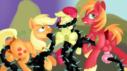 Size: 1920x1080 | Tagged: explicit, artist:jbond, apple bloom, applejack, anal, anus, apple family, balls, big macintosh, black vine, blowjob, blushing, clitoris, confused, crotchboobs, dendrojack, dock, earth pony, equal opportunity lewd, eyes closed, female, filly, foal, foalcon, freckles, g4, genitals, hatless, imported from derpibooru, male, mare, missing accessory, my little pony: friendship is magic, nipples, nudity, oral, oral insertion, penetration, penis, pony, princess twilight sparkle (episode), rear view, redraw, sex, sounding, spread legs, spreading, stallion, tail, tentacle blowjob, tentacle porn, tentaclejob, tentacles, tentacles on female, tentacles on filly, tentacles on male, tentacles on mare, tentacles on stallion, trio, unshorn fetlocks, urethral insertion, vaginal, vaginal insertion, vulva, vulvar winking
