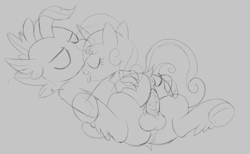 Size: 1211x745 | Tagged: explicit, artist:dtcx97, sweetie belle, anatomically correct, anus, balls, beak, butt, butt grab, butt touch, claws, cowgirl position, eyes closed, female, female on top, filly, foal, foalcon, g4, genitals, grope, hippogriff, hooves, horn, imported from derpibooru, interspecies, lying down, male, monochrome, nudity, on back, open mouth, penetration, penis, pony, sex, ship:terrabelle, shipping, simple background, sketch, spread legs, spreading, straight, terramar, tongue out, unicorn, vaginal, vulva, white background