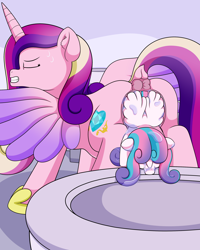 Size: 2400x3000 | Tagged: explicit, artist:pvryohei, princess flurry heart, alicorn, alternate version, anus, bathroom, belly, birth, birthing, but why, butt, commission, dock, eyes closed, female, foalcon, g4, genitals, gritted teeth, horn, imported from derpibooru, jewelry, looking back, looking over shoulder, lovebutt, mare, nudity, ponut, pony, pregdance, pregnant, princess cadance, regalia, solo, solo female, spread wings, sweat, sweatdrop, tail, teeth, toilet, underhoof, vagina, vaginal secretions, vulva, wings