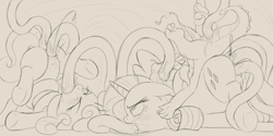 Size: 4072x2036 | Tagged: explicit, grimdark, artist:dtcx97, rarity, spike, sweetie belle, all three filled, anal, ass up, bondage, crotchboobs, cum, cum while penetrated, double penetration, dragon, dragon dick, eyes closed, face down ass up, female, filly, foal, foalcon, g4, genitals, group, horn, imported from derpibooru, male, mare, monochrome, multiple penetration, nipples, nudity, oral, penetration, penis, pony, rape, sex, sketch, teats, tentacle blowjob, tentacle bondage, tentacle porn, tentacle rape, tentacles, tentacles on female, tentacles on filly, tentacles on male, tentacles on mare, unicorn, vaginal, vaginal secretions, vulva, wall of tags