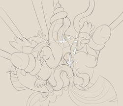 Size: 2888x2500 | Tagged: explicit, artist:dtcx97, spike, twilight sparkle, age difference, alicorn, anal, anal creampie, bondage, creampie, cum, double penetration, dragon, equal opportunity lewd, female, foalcon, g4, genitals, imported from derpibooru, interspecies, male, monochrome, multiple penetration, nudity, penetration, penis, pony, sex, sketch, suspended, tentacle bondage, tentacle porn, tentacles, tentacles on female, tentacles on male, vaginal, vaginal creampie, vulva