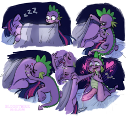 Size: 3249x3000 | Tagged: explicit, artist:bloodymrr, spike, twilight sparkle, alicorn, alternate universe, anus, bed, bedroom, bedroom eyes, bedsheets, blushing, breath, butt, butt touch, clitoris, comic, cunnilingus, dragon, dragon dick, dripping, dripping precum, drool, drool string, duo, duo male and female, emanata, emotions, erection, eyes closed, female, fetish, floating heart, foalcon, forked tongue, g4, genitals, hand on butt, heart, high res, hips, horn, horny, human vulva, human vulva on pony, imminent sex, imported from derpibooru, indoors, kneeling, licking, looking pleasured, male, mane, molestation, nudity, onomatopoeia, open mouth, oral, part of a set, penis, personal space invasion, plot, ponut, pony, precum, pseudoincest, sex, ship:twispike, shipping, simple background, sleeping, smiling, somnophilia, sound effects, straight, tail, text, tongue out, twibutt, vein, veiny cock, vulva, wingding eyes, wingless spike, wings, zzz