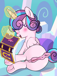 Size: 2250x3000 | Tagged: explicit, artist:sugar breeze, princess flurry heart, alicorn, anatomically correct, anus, baby, baby pony, babycon, blushing, butt, clitoris, crystal empire, cute, eyes closed, female, filly, flurrybetes, foal, foalcon, friendship journal, frog (hoof), g4, genitals, hooves, imported from derpibooru, magic, no teeth, nudity, pink vagina, plot, pony, raised tail, smiling, solo, solo female, tail, tail aside, telekinesis, underhoof, vulva, vulvar winking