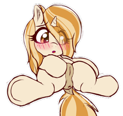 Size: 2500x2352 | Tagged: explicit, artist:frosthawkpone, oc, oc:flan, anus, blush lines, blushing, dark genitals, dock, eye clipping through hair, female, filly, foal, foalcon, genitals, horn, imported from derpibooru, legends of equestria, lying down, nudity, oc only, on back, ponut, pony, simple background, solo, solo female, tail, transparent background, unicorn, vulva
