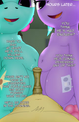 Size: 1989x3072 | Tagged: explicit, artist:anonymousandrei, comic:life of li'l cheese, age difference, azure velour, colt, comic, derpibooru exclusive, earth pony, female, ffm threesome, flashdancer, foal, foalcon, g4, genitals, group sex, imported from derpibooru, indoors, li'l cheese, male, male pov, mare, mare on colt, nudity, offscreen character, offscreen male, older azure velour, older flashdancer, penis, pony, pov, sandwiched, semi-anthro, sex, straight, straight shota, sweat, threesome, trio