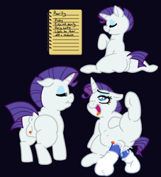 Size: 1098x1211 | Tagged: explicit, artist:vodkamewtwoni, rarity, series:foal files, age difference, anal, anal creampie, anus, butt, chubby, creampie, cum, dark background, derpibooru exclusive, disembodied penis, dock, eyes closed, eyeshadow, female, filly, filly rarity, flexible, foal, foalcon, g4, genitals, group sex, horn, imported from derpibooru, lined paper, looking up, makeup, male, notepad, nudity, penetration, penis, plot, ponut, pony, rear view, rearity, sex, simple background, smiling, splits, spread legs, spreading, stallion, stallion on filly, straight, tail, thighs, threesome, tongue out, unicorn, vaginal, vaginal creampie, vulva, writing, younger