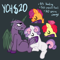 Size: 2000x2000 | Tagged: explicit, artist:vodkamewtwoni, apple bloom, scootaloo, sweetie belle, advertisement, alicorn, apple bloom's bow, blowjob, bow, commission, cutie mark crusaders, derpibooru exclusive, earth pony, eyes closed, female, filly, foal, foalcon, g4, hair bow, horn, imported from derpibooru, lidded eyes, male, oral, pegasus, pony, sex, straight, unicorn, ych example, your character here