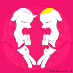 Size: 2000x2000 | Tagged: explicit, artist:cassandra211190, oc, oc:κασσάνδρα, alicorn, alicorn oc, balls, colt, crotchboobs, dock, duo, earth pony, female, fetish, filly, foal, foalcon, genitals, horn, imported from derpibooru, male, nipples, nudity, oc only, penis, pony, tail, umbilical cord, unbirthing, vore, wings