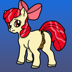 Size: 1024x1024 | Tagged: explicit, artist:background_pon3, apple bloom, alternate version, anus, butt, clitoris, crotchboobs, dark crotchboobs, dark genitals, earth pony, female, filly, foal, foalcon, g4, genitals, gradient background, imported from derpibooru, looking at you, nipples, nudity, pony, solo, solo female, teats, unsure, vulva