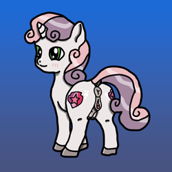 Size: 1024x1024 | Tagged: explicit, artist:background_pon3, sweetie belle, alternate version, anus, blushing, butt, crotchboobs, female, filly, foal, foalcon, g4, genitals, gradient background, horn, imported from derpibooru, nipples, nudity, pony, solo, solo female, teats, unicorn, vulva