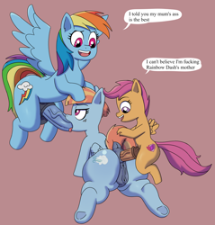 Size: 3822x4000 | Tagged: explicit, artist:nirstormlord, rainbow dash, scootaloo, anal, anatomically correct, anus, blowjob, dialogue, female, foal, foalcon, futa, futa on female, futa on mare, futa rainbow dash, futa scootaloo, g4, group sex, imported from derpibooru, impossibly large vulva, incest, infidelity, intersex, mare, mother and child, mother and daughter, nudity, oral, pegasus, penetration, ponut, pony, raincest, sex, ship:windydash, ship:windyscoots, shipping, speech bubble, spitroast, threesome, vulva, windy whistles, wings