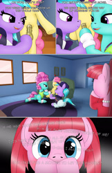 Size: 1989x3072 | Tagged: explicit, semi-grimdark, artist:anonymousandrei, comic:life of li'l cheese, azure velour, bad parenting, balls, bipedal, colt, comic, derpibooru exclusive, earth pony, erection, female, female on male, flashdancer, foal, foalcon, g4, genitals, imminent mare on colt, imported from derpibooru, indoors, li'l cheese, living room, male, mare, molestation, nudity, older, older azure velour, older flashdancer, older pacific glow, pacific glow, penis, personal space invasion, pony, reacting to nudity, ship:lildancer, ship:lilvelour, shocked, step-parent and step-child, stepmother, straight, straight shota