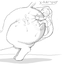 Size: 715x745 | Tagged: questionable, artist:parumpi, pinkie pie, spike, fanfic:spike's nightmare night fright, balloonbutt, bottom heavy, butt, butt grab, butt touch, clothes, costume, dragon, dragon on pony action, fanfic art, female, foalcon, g4, grope, huge butt, imported from derpibooru, interspecies, large butt, male, nightmare night, nightmare night costume, plot, pony, ship:pinkiespike, shipping, sniffing, straight, sweat, x-ray
