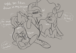 Size: 3412x2400 | Tagged: explicit, artist:spicysugary, apple bloom, princess luna, scootaloo, sweetie belle, age difference, ahegao, alicorn, analingus, analingus on female, anus, apple bloom's bow, ass worship, bedroom eyes, blush lines, blush scribble, blushing, blushing profusely, bow, breath, breathplay, butt, butt grab, butt touch, crown, cunnilingus, cutie mark crusaders, dialogue, dream, dream sex, drool, drool string, earth pony, excessive vaginal secretions, eyes closed, eyes rolling back, female, female on female analingus, female orgasm, females only, ffff foursome, filly, filly on mare, floppy ears, foal, foalcon, foursome, french kiss, g4, genitals, grayscale, grope, group sex, hair bow, heart, heavy breathing, hoof shoes, hoofing, horn, horny, human vulva, human vulva on pony, imported from derpibooru, jewelry, kiss on the lips, kissing, kissing anus, kissing ponut, lesbian, lip bite, looking back, looking pleasured, lunadom, lying down, mare, mare on filly, masturbation, monochrome, muffled moaning, muffled words, multiple girls, musk, musky butt, musky vulva, narrowed eyes, nudity, olfactophilia, on back, onomatopoeia, open mouth, open smile, oral, orgasm, panting, pegasus, plot, polyamory, ponut, pony, princess shoes, prone, regalia, sex, sex noises, ship:lunabelle, ship:lunabloom, ship:scootaluna, shipping, simple background, sitting, sleeping, slumped, smiling, speech bubble, spread butt, spread legs, spreading, squirting, tiara, tongue out, underhoof, unf, unicorn, vaginal hoofing, vaginal orgasm, vaginal secretions, vaginal secretions dripping, vaginal secretions in mouth, vaginal secretions trail, vulva, wet dream