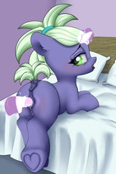 Size: 2461x3678 | Tagged: explicit, artist:dumbwoofer, anatomically correct, anus, bed, bedroom, blushing, butt, butt blush, clitoris, dark genitals, dock, dock fluff, ear fluff, female, filly, foal, foalcon, friendship student, g4, genitals, hair tie, hoof heart, horn, imported from derpibooru, indigo daze, indoors, insertion, looking back, magic, magic aura, magic penis, magical stimulation, masturbation, nudity, penis, pillow, plot, pony, solo, solo female, tail, underhoof, unicorn, vagina, vaginal insertion, vaginal secretions, vulva, vulvar winking
