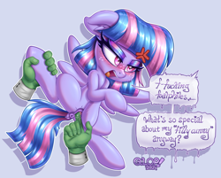 Size: 2467x1982 | Tagged: explicit, artist:qlop, oc, oc:anon, anatomically correct, annoyed, bedroom eyes, blushing, clitoral stimulation, colored, cross-popping veins, dialogue, disembodied hand, dubious consent, emanata, eyes open, female, female focus, filly, fingering, foal, foalcon, frustrated, g4, grabbed, grabbing, hand, high res, imported from derpibooru, looking away, mesugaki, molestation, nudity, open mouth, pegasus, penetration, personal space invasion, pony, sex, simple background, solo focus, speech bubble, spread legs, spread wings, spreading, text, vaginal, vaginal fingering, vaginal secretions, vulva, wind sprint, wingboner, wings