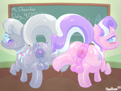 Size: 3200x2400 | Tagged: explicit, artist:headhazed, diamond tiara, silver spoon, anus, backsack, balls, blushing, earth pony, female, filly, foal, foalcon, futa, futa diamond tiara, futa silver spoon, g4, gaping, gaping anus, horn, imported from derpibooru, indoors, intersex, large ponut, looking at you, nudity, ponut, presenting, sweat