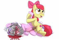 Size: 3200x2200 | Tagged: explicit, grimdark, grotesque, artist:mildyashamed, apple bloom, diamond tiara, abdominal bulge, abuse, anatomically incorrect, apple bloom's bow, blood, bow, commission, dead, duo, earth pony, female, fetish, filly, foal, foalcon, futa, futa apple bloom, futa filly on filly, futa on female, g4, gore, hair bow, horsecock, imported from derpibooru, incorrect leg anatomy, intersex, looking up, lying down, medial ring, necrophilia, nudity, on side, open mouth, open smile, penetration, penis, pony, rape, reverse bear trap, saw (movie), sex, simple background, smiling, tail, tiarabuse, tongue out, trap (device), vaginal, vulva, white background