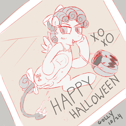 Size: 4960x4960 | Tagged: explicit, artist:gollygosh, anus, blushing, bow, butt, candy, clothes, costume, cozy glow, crotchboobs, derpibooru exclusive, fangs, female, filly, foal, foalcon, food, g4, genitals, hair bow, halloween, halloween costume, holiday, horns, imported from derpibooru, looking at you, lying down, monochrome, nudity, on back, pegasus, photo, plot, pony, presenting, raised leg, solo, solo female, spread wings, succubus, tail, tail bow, teats, vaginal secretions, vulva, wings, xoxo