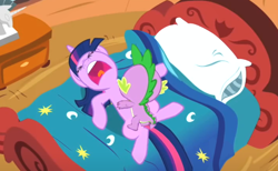 Size: 708x437 | Tagged: explicit, spike, twilight sparkle, age difference, baby, baby dragon, baby dragon on mare, bed, bedroom, dragon, dragon on pony action, duo, duo male and female, edit, edited screencap, female, foalcon, funny porn, g4, golden oaks library, horn, imported from derpibooru, indoors, interspecies, lesson zero, male, mare, meme, my little pony: friendship is magic, on bed, orgasm, pony, pseudoincest, screencap, sex, ship:twispike, shipping, show accurate, straight, unicorn, unicorn twilight, wingless spike