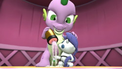 Size: 3840x2160 | Tagged: explicit, artist:sporealtair, rarity, spike, 3d, anal insertion, buttplug, carousel boutique, crush plush, cum, dildo, female, fleshlight, foalcon, g4, genital slit, horn, imported from derpibooru, indoors, insertion, male, nudity, penetrable sex toy, penis, plushie, pony, pony plushie, sex toy, ship:sparity, shipping, slit, solo, solo male, source filmmaker, straight, strapon, tapered penis