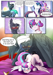 Size: 2480x3508 | Tagged: explicit, artist:silent_zer0, princess flurry heart, shining armor, oc, oc:tempest streamrider, age difference, alicorn, armor, ass up, bedroom eyes, blushing, bodyguard, clothed ponies, clothes, comic, crystal empire, dialogue, dressed, face down ass up, family, father and child, father and daughter, female, filly, foal, foalcon, g4, guard armor, heterochromia, horn, horsecock, imported from derpibooru, lip bite, male, mother and child, mother and daughter, nudity, pegasus, penetration, penis, pony, princess cadance, pubic hair, royal guard, royal guard armor, sex, spread wings, stallion, stallion on filly, straight, unicorn, vaginal, vaginal secretions, wings