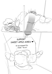 Size: 2480x3508 | Tagged: explicit, grimdark, artist:llkki, apple bloom, abdominal bulge, abuse, afterrape, aftersex, age difference, ambiguous penetration, anal creampie, anatomically incorrect, anus, apple bloom's bow, applebuse, bdsm, big penis, bondage, bow, comic, creampie, crying, cum, dildo, dildo gag, dock, earth pony, exhibitionism, female, filly, foal, foalcon, full body glory hole, g4, gag, gaping, gaping anus, gaping vagina, genitals, glory hole, hair bow, horsecock, imported from derpibooru, impossible fit, male, monochrome, nudity, offscreen character, offscreen male, penetration, penis, pony, public use, rape, sex, sex toy, shackles, side view, sketch, snot, solo focus, stallion, stallion on filly, stand, straight, tail, text, through wall, vagina, vulva, who needs organs?
