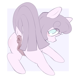Size: 1000x1000 | Tagged: explicit, artist:linenlolita, oc, anatomically correct, anus, butt, crotchboobs, dark crotchboobs, dark genitals, dock, female, filly, foal, foalcon, imported from derpibooru, looking at you, looking back, looking back at you, nipples, nudity, oc only, open mouth, passepartout, plot, ponut, pony, raised tail, solo, solo female, tail, teats, vulva