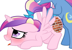 Size: 863x600 | Tagged: explicit, artist:the smiling pony, age difference, ahegao, alicorn, bedroom eyes, blushing, brick booty, edit, floppy ears, foalcon, forced meme, g4, horn, imported from derpibooru, looking pleasured, night light, open mouth, princess cadance, smiling, spread wings, teen princess cadance, tongue out, unicorn, wingboner, wings