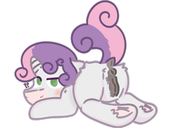 Size: 2732x2048 | Tagged: explicit, sweetie belle, anatomically correct, anonymous artist, anus, blank flank, blushing, butt, dock, eyebrows, female, filly, foal, foalcon, g4, green eyes, horn, imported from derpibooru, looking at you, nudity, oblivious, plot, pony, raised eyebrow, raised tail, sexually oblivious, simple background, solo, solo female, tail, transparent background, underhoof, unicorn, vulva