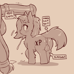 Size: 1200x1200 | Tagged: explicit, artist:cold-blooded-twilight, applejack, oc, oc:lustrous sheen, anus, backsack, balls, big balls, big penis, colt, earth pony, erection, eyelashes, faceless futa, femboy, foal, foalcon, futa, futa applejack, g4, horn, horsecock, imported from derpibooru, intersex, looking back, male, male oc, marecock, monochrome, nudity, oc only, offscreen character, penis, ponut, pony, size difference, spankable coin purse, stallion, stallion oc, unicorn, unicorn oc