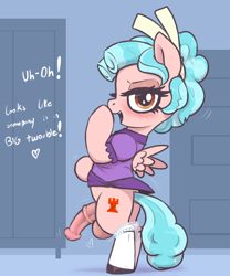 Size: 2500x3000 | Tagged: explicit, artist:t72b, alternate version, baby doll, balls, batman the animated series, big penis, bipedal, blushing, bow, clothes, costume, cozy glow, flared, foal, foalcon, futa, futa cozy glow, futa filly, g4, hair bow, hoof over mouth, horsecock, imported from derpibooru, intersex, looking at you, medial ring, nudity, panties, panties around legs, pegasus, penis, pony, semi-erect, shoes, skirt, skirt lift, socks, solo, solo futa, talking to viewer, underwear